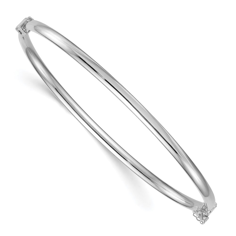 Sterling Silver Rhodium Plated Polished Hinged Bangle