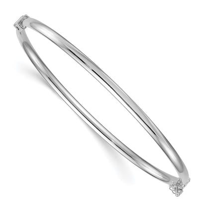 Sterling Silver Rhodium Plated Polished Hinged Bangle