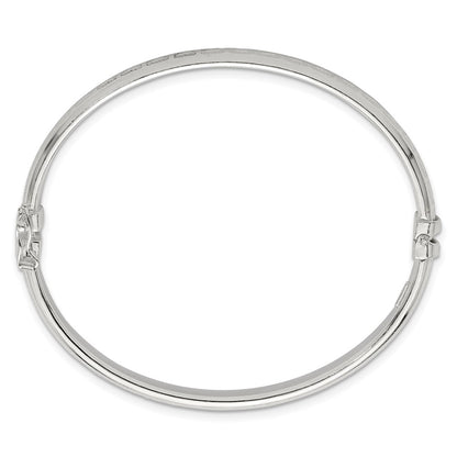 Sterling Silver Polished and Textured Greek Key Hinged Bangle