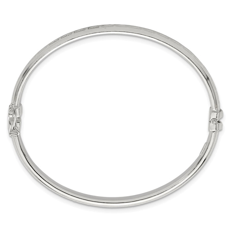 Sterling Silver Polished and Textured Greek Key Hinged Bangle