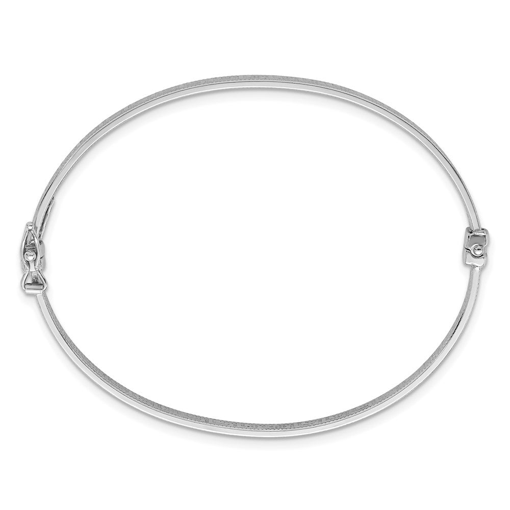 Sterling Silver Rhodium Plated Polished Textured Greek Key Hinged Bangle