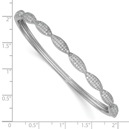 Sterling Silver Rhodium-Plated Polished Fancy CZ Hinged Bangle