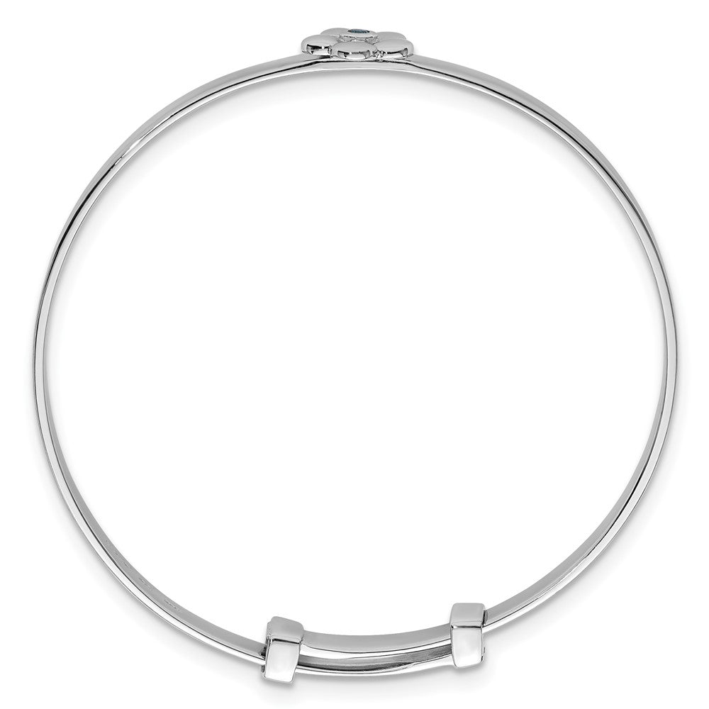 Sterling Silver Rh-Pl Blue CZ Flower Children's Expandable Bangle