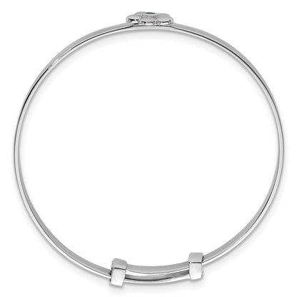 Sterling Silver Rh-Pl Blue CZ Flower Children's Expandable Bangle