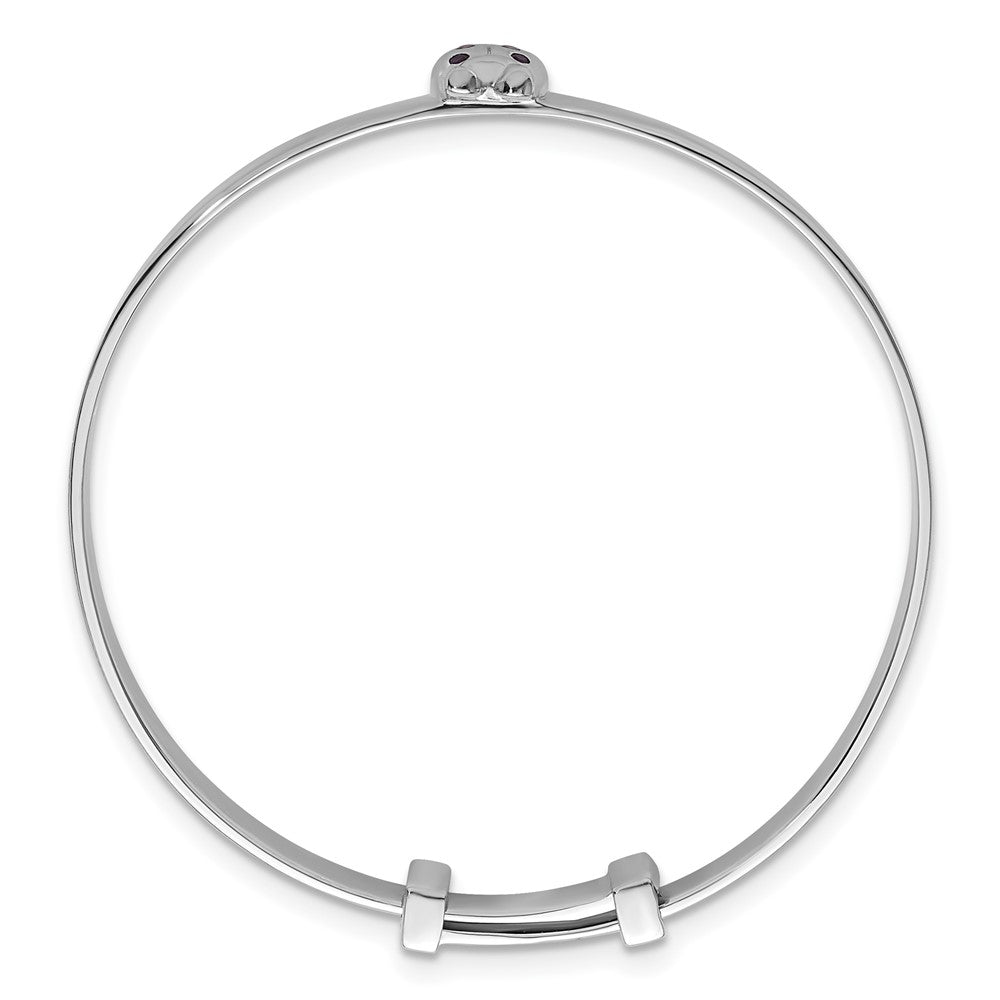 Sterling Silver Rhodium Plated CZ Lady Bug Children's Expandable Bangle