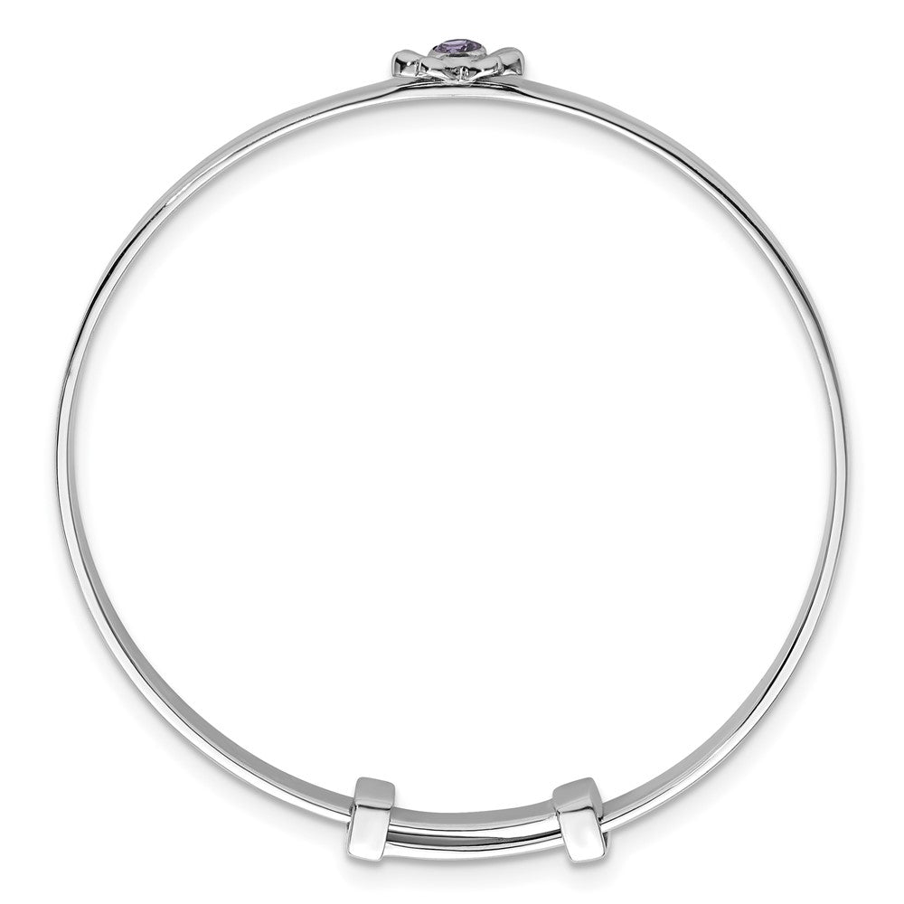 Sterling Silver Rhodium Plated CZ Butterfly Children's Expandable Bangle