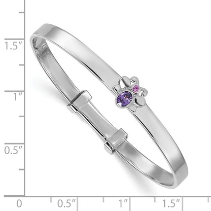 Sterling Silver Rhodium Plated CZ Butterfly Children's Expandable Bangle
