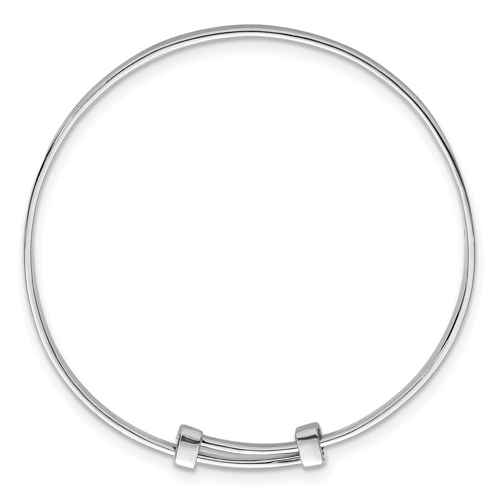 Sterling Silver Rhodium Plated Floral Pattern Children's Expandable Bangle