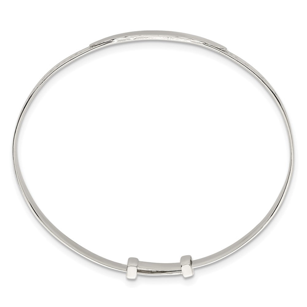 Sterling Silver Polished Claddagh Slip on Children's Id Expandable Bangle