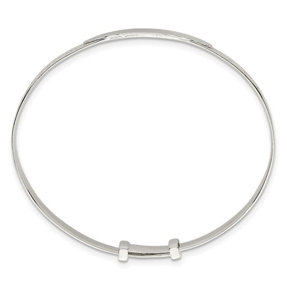 Sterling Silver Polished Claddagh Slip on Children's Id Expandable Bangle