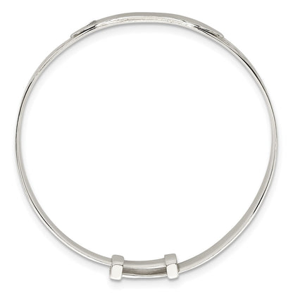 Sterling Silver Polish CZ Claddagh Slip on Children's Id Expandable Bangle