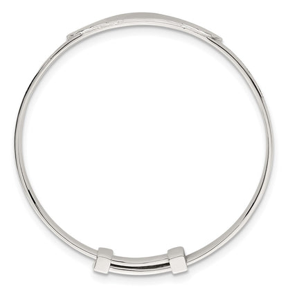 Sterling Silver Polished Floral Slip on Children's Id Expandable Bangle