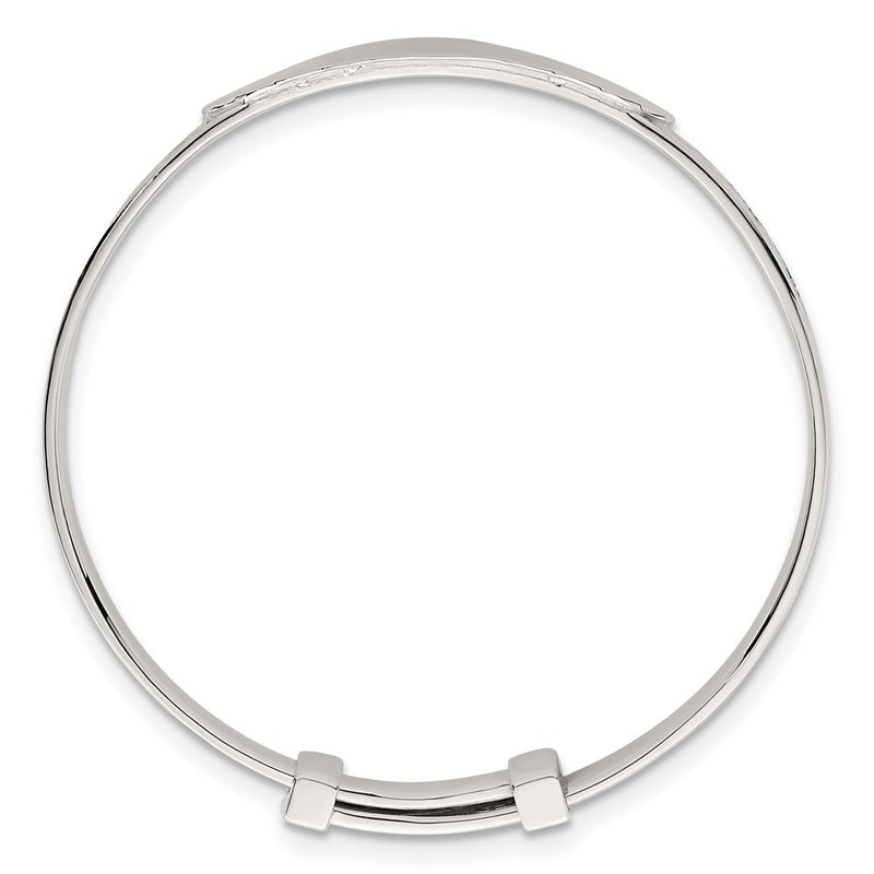 Sterling Silver Polished Floral Slip on Children's Id Expandable Bangle