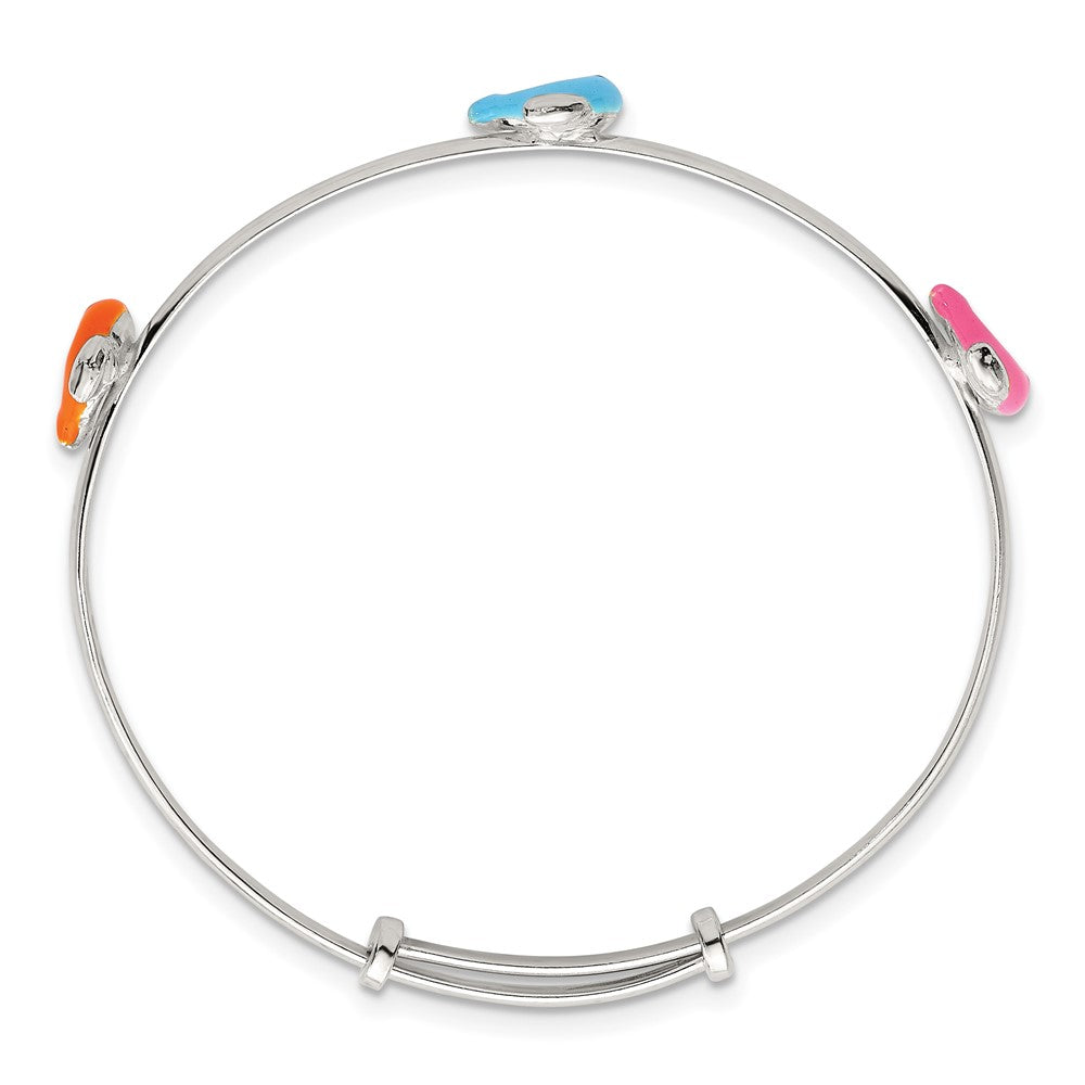 Sterling Silver Enameled Dolphins Slip on Children's Expandable Bangle