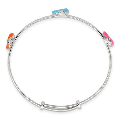 Sterling Silver Enameled Dolphins Slip on Children's Expandable Bangle