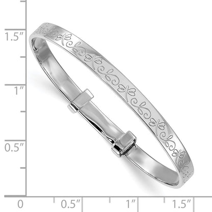 Sterling Silver Rhodium Plated Dragonfly Children's Expandable Bangle