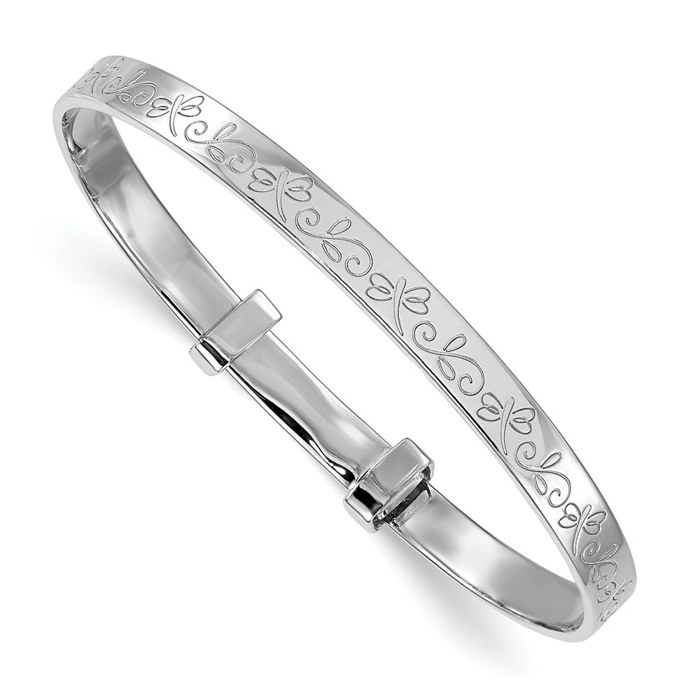 Sterling Silver Rhodium Plated Dragonfly Children's Expandable Bangle