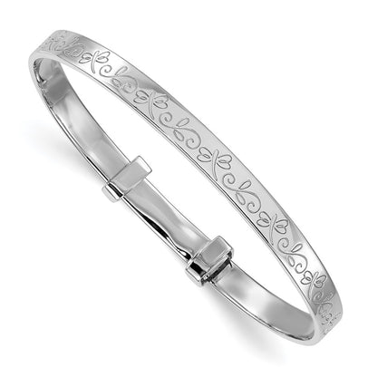 Sterling Silver Rhodium Plated Dragonfly Children's Expandable Bangle