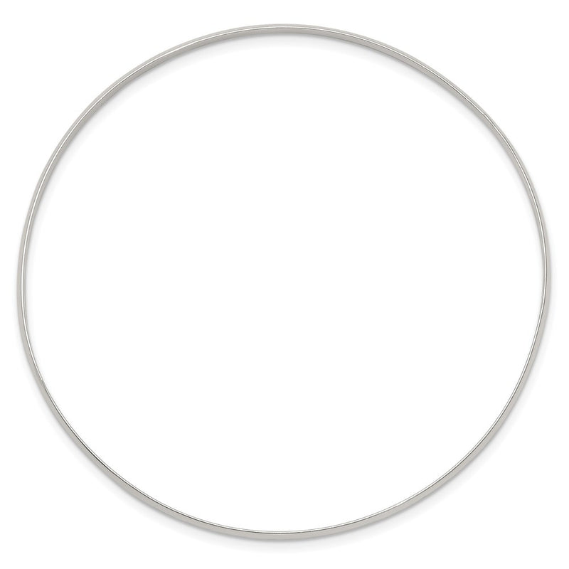 7.25 Inch Sterling Silver 2.25mm Solid Polished Plain Slip-On Bangle Bracelet