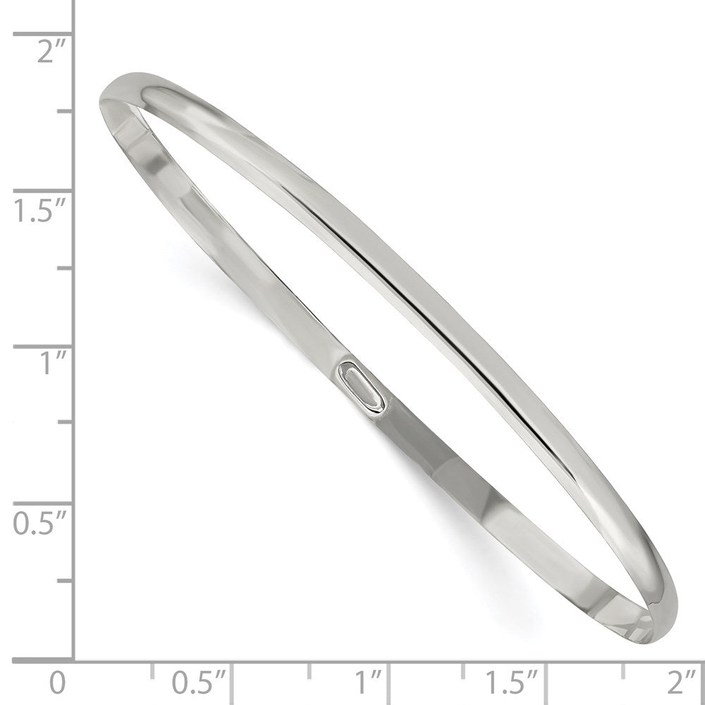 7 Inch Sterling Silver 3mm Solid Polished Plain Slip-On Bangle Bracelet