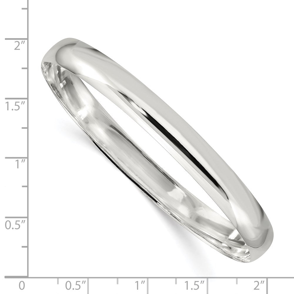 7.25 Inch Sterling Silver 7mm Solid Polished Plain Slip-On Bangle Bracelet