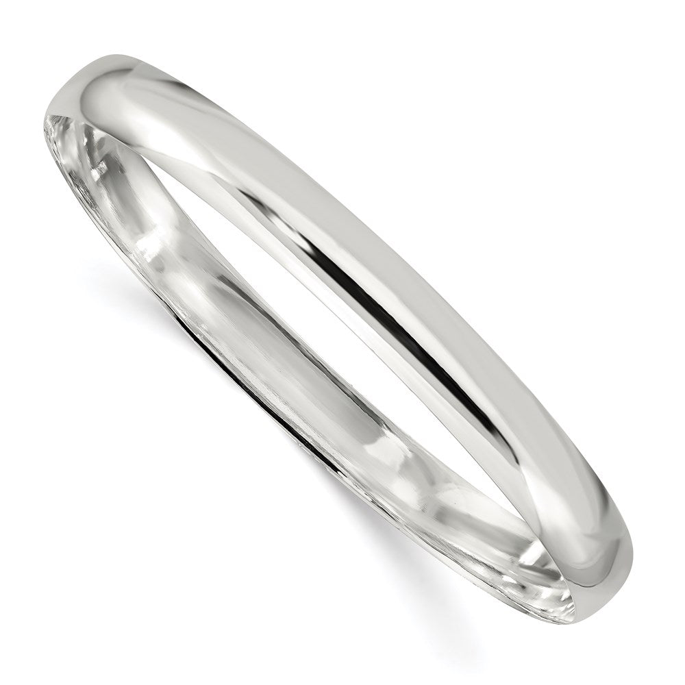 7.25 Inch Sterling Silver 7mm Solid Polished Plain Slip-On Bangle Bracelet