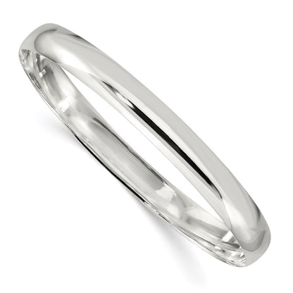 7.25 Inch Sterling Silver 7mm Solid Polished Plain Slip-On Bangle Bracelet