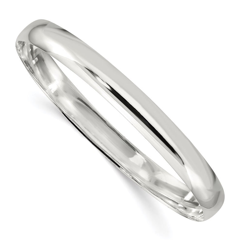 7.25 Inch Sterling Silver 7mm Solid Polished Plain Slip-On Bangle Bracelet