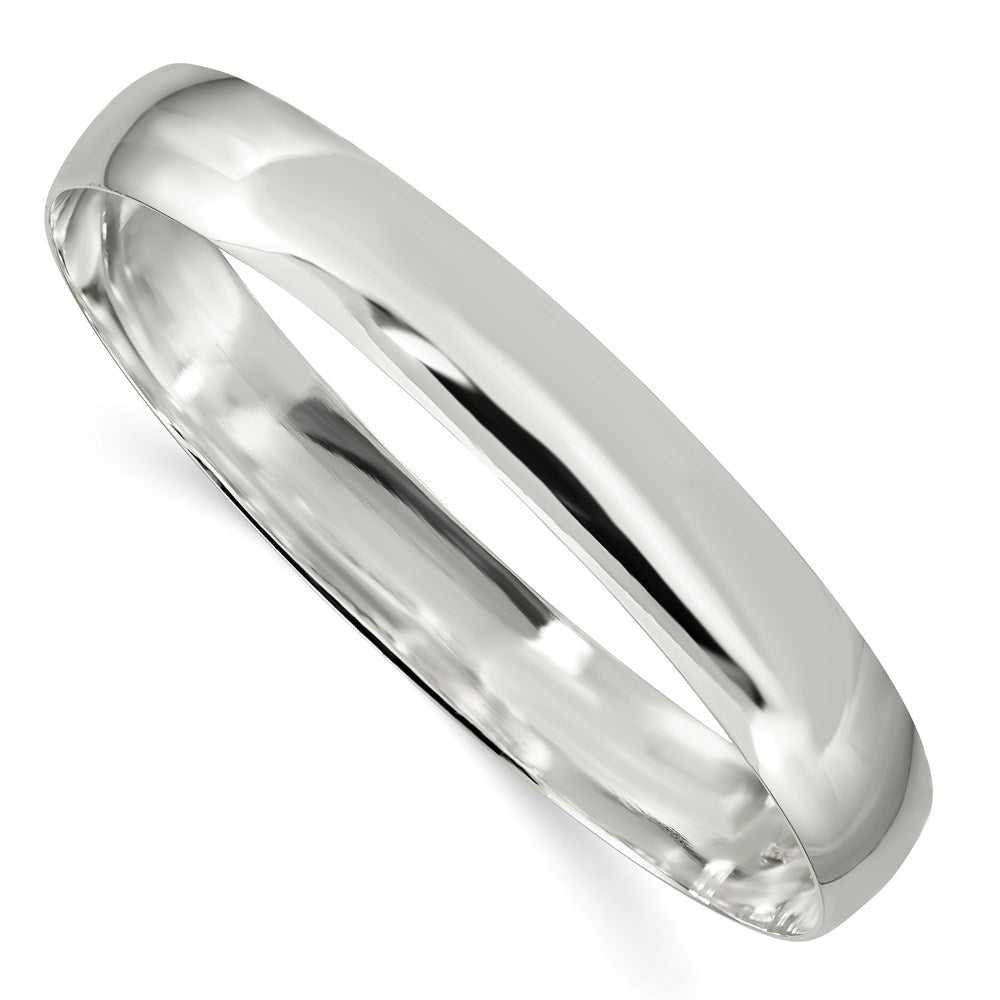 7.5 Inch Sterling Silver 9.75mm Solid Polished Plain Slip-On Bangle Bracelet