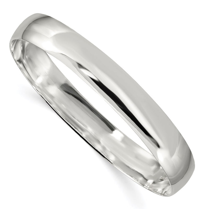 7.5 Inch Sterling Silver 9.75mm Solid Polished Plain Slip-On Bangle Bracelet