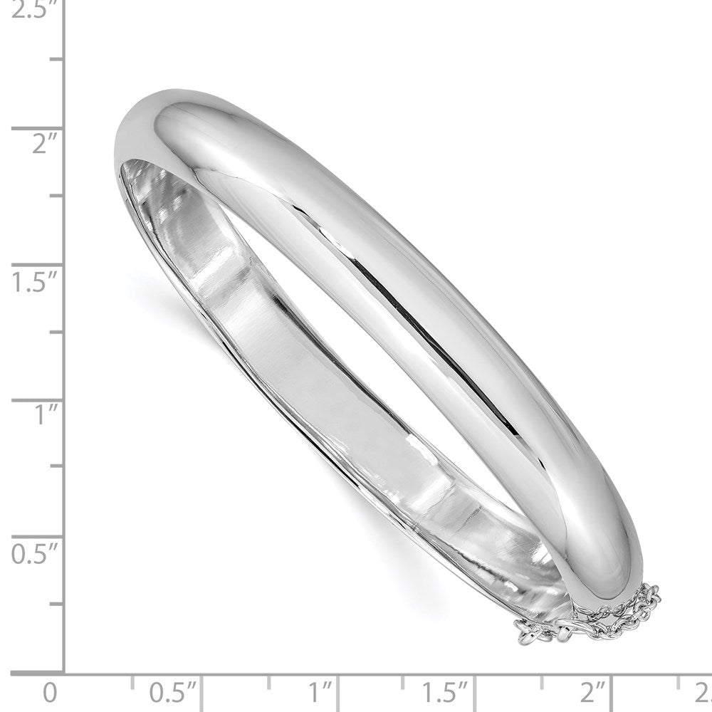 7.5 Inch Sterling Silver Rhodium-Plated 9.00mm Fancy Hinged Bangle Bracelet