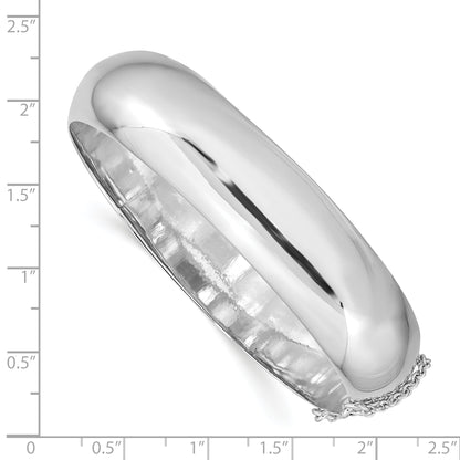 Sterling Silver Rhodium-Plated 15mm Fancy Hinged Bangle Bracelet
