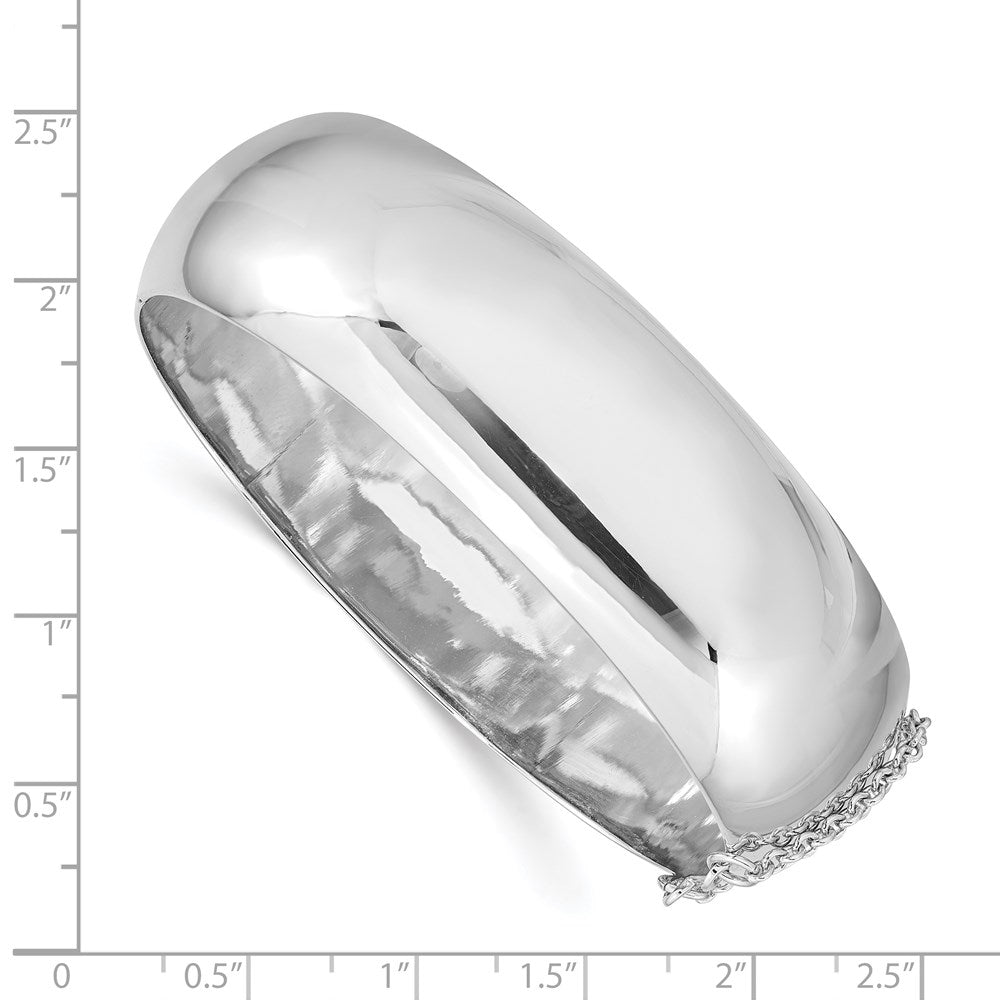 7.25 Inch Sterling Silver Rhodium-Plated 20mm Fancy Hinged Bangle Bracelet