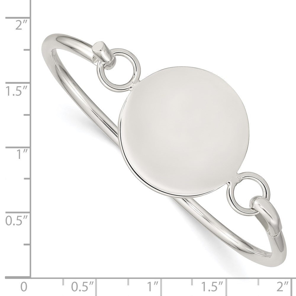7 Inch Sterling Silver Bangle W/Round Id Plate Bracelet