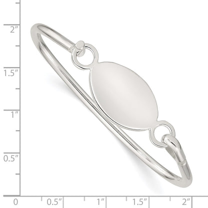 Sterling Silver Bangle W/Oval Id Plate Bracelet
