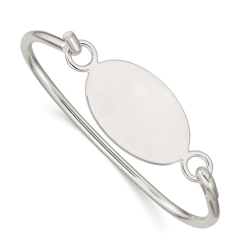 Sterling Silver W/Oval Id Plate Bangle Bracelet