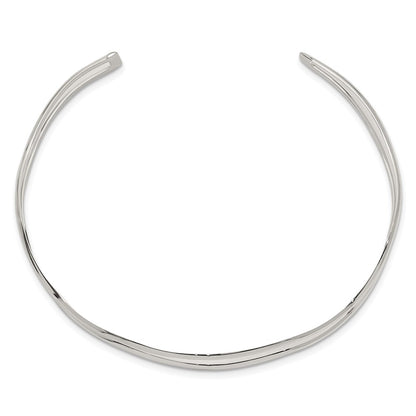 Sterling Silver 2-Strand Wavy Cuff Bangle