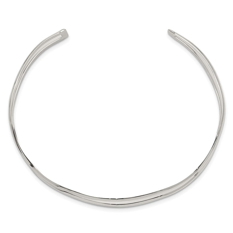 Sterling Silver 2-Strand Wavy Cuff Bangle