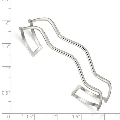Sterling Silver 2-Strand Wavy Cuff Bangle