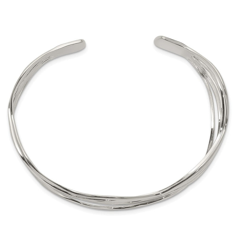 Sterling Silver Multi-Strand Wavy Cuff Bangle