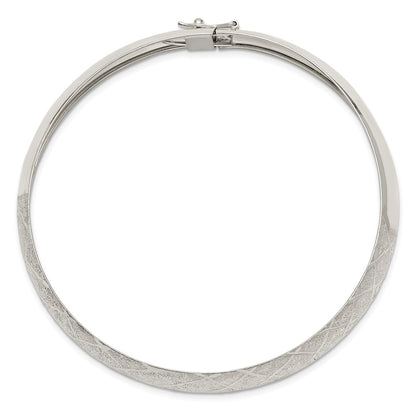 Sterling Silver 10mm Polished D/C Textured Bangle