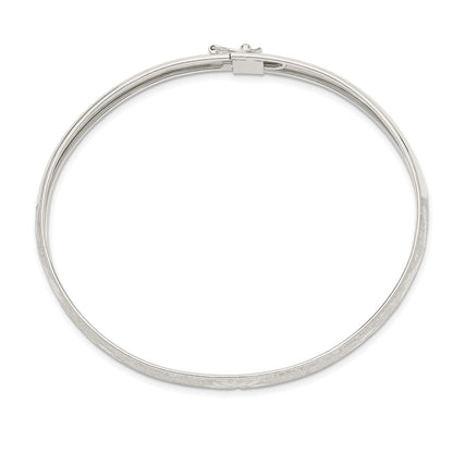 Sterling Silver 6.5mm Laser And Diamond-Cut Flexible Bangle