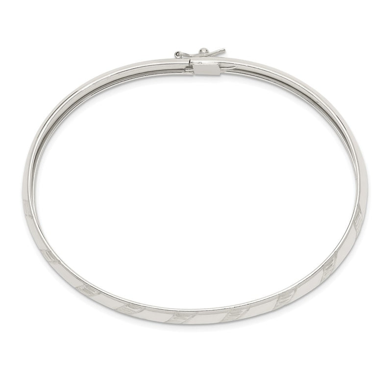 Sterling Silver 7mm Diamond-Cut Flexible Bangle