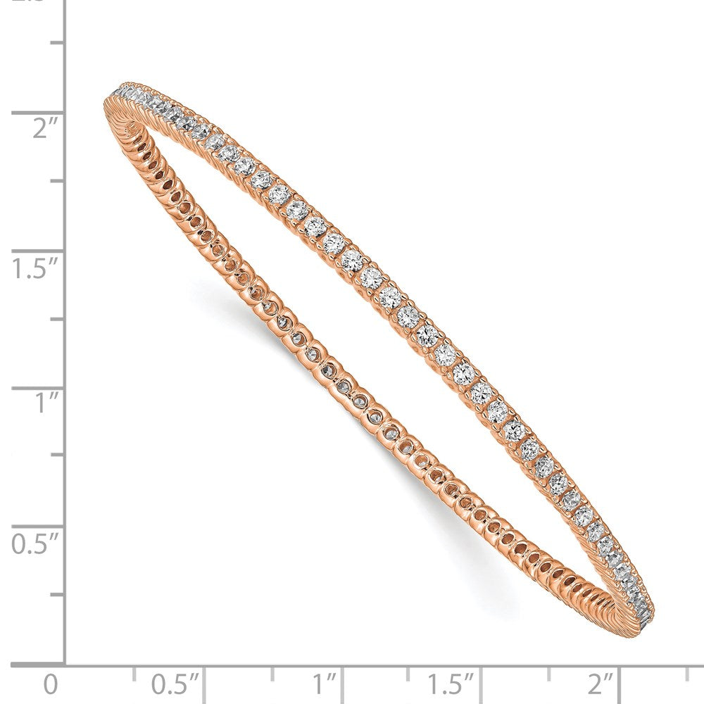 Sterling Silver Shimmer Rose-Tone Flash Rose Gold-Plated 93 Stone Cz Bangle Bracelet
