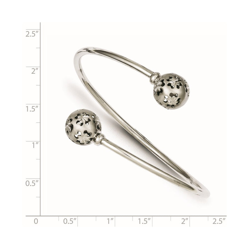 Sterling Silver Polished Brushed D/C Slip On Bracelet