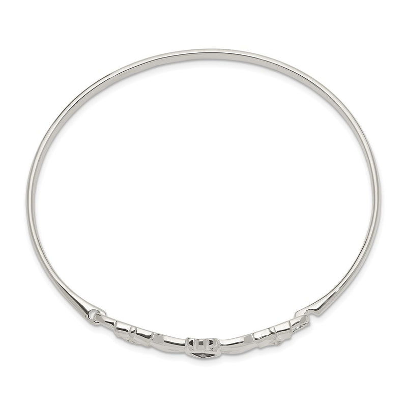Sterling Silver Purple Cz Claddagh Bangle