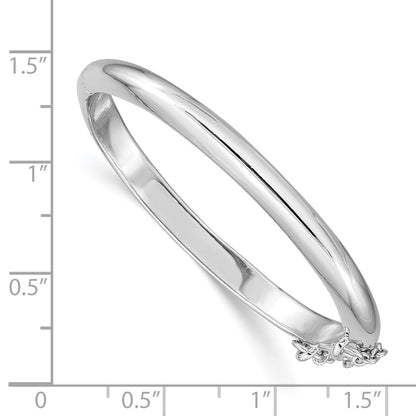 Sterling Silver Rh-Plated Polished 4mm W/ Safety Hinged Children'S Bangle