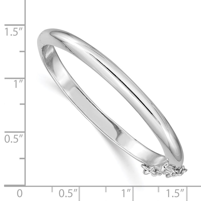 Sterling Silver Rh-Plated Polished 4mm W/ Safety Hinged Children'S Bangle