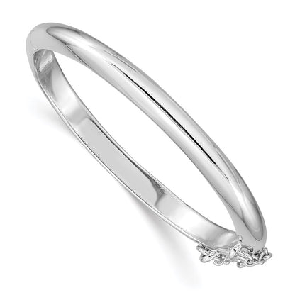Sterling Silver Rh-Plated Polished 4mm W/ Safety Hinged Children'S Bangle