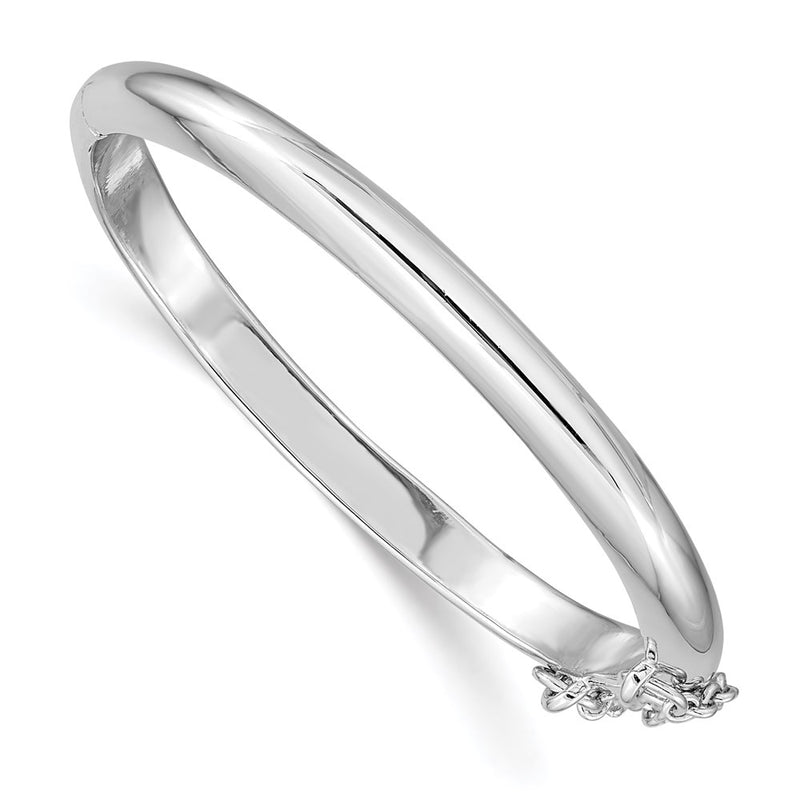 Sterling Silver Rh-Plated Polished 4mm W/ Safety Hinged Children'S Bangle